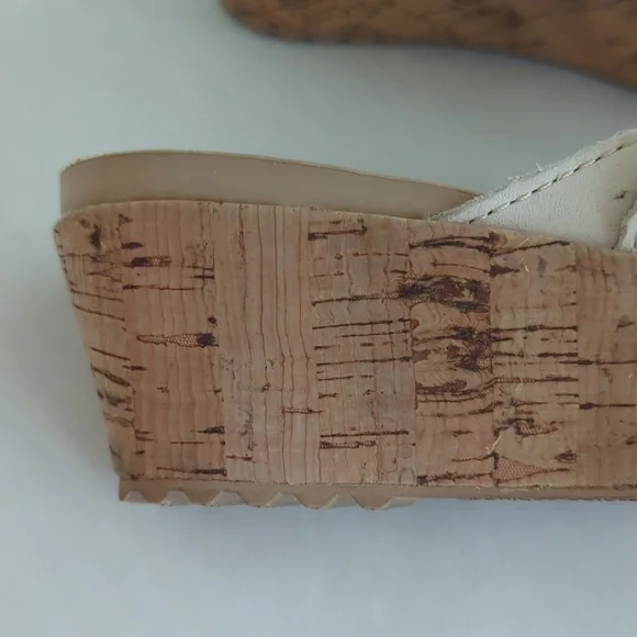 Crocs Open Toe Cork Wedge Strappy Slide Sandal 8 Creamy Beige Tan - Picture 9 of 16